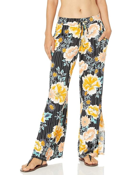 Bar III Pants - Bar III Womens Floral Stripe Printed Cover-Up Pants Size M